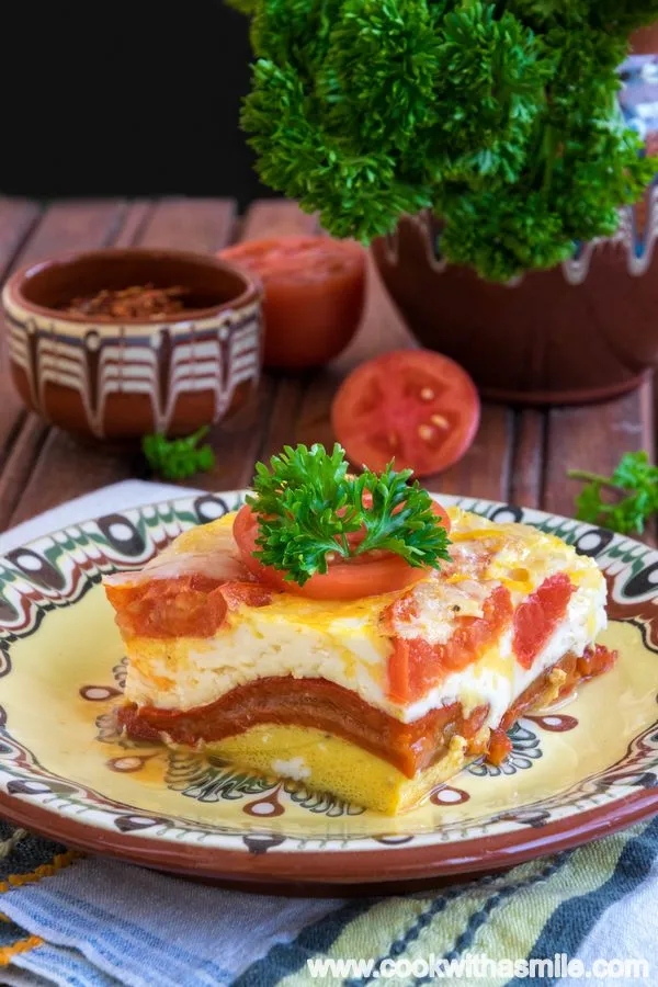 Редена запеканка с печени чушки и сирене